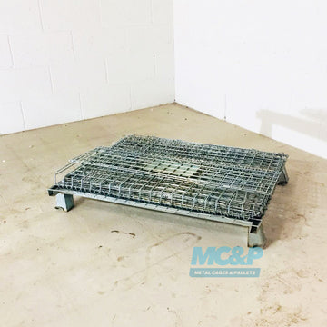 Galvanised Metal Foldable Mesh Drop Fronted Stillage - USED